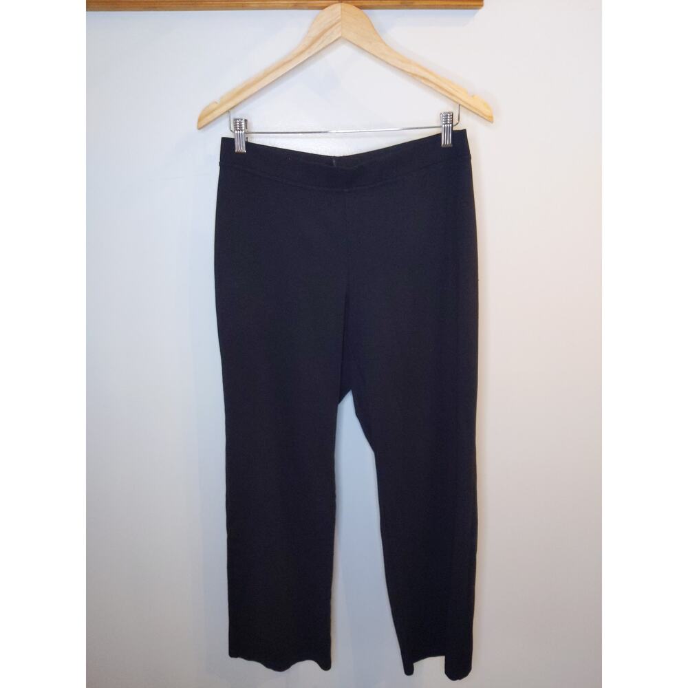 EILEEN FISHER PETITE Black Wide Leg Ankle Pants Rayon Stretch Comfort PL